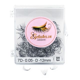 Mi Fan Sẵn 7D, Dày 0.05mm, Siêu Mềm Mịn, Độ Cong C/CC/D, Hộp 500 Fan - EYELASHES