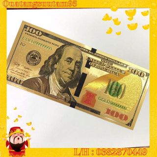 Sỉ Lá Tiền Mạ Vàng 100 Đô - 100 USD Lưu Niệm Lì Xì Tết Tài Lộc May Mắn