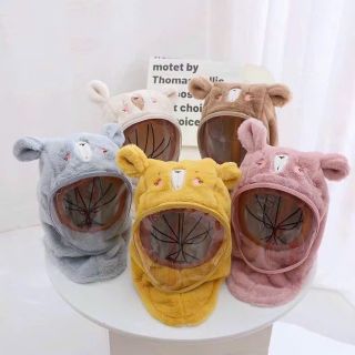 Mũ lông cừu kèm kính chẵn gió cho bé tai gấu tai thỏ giá sỉ