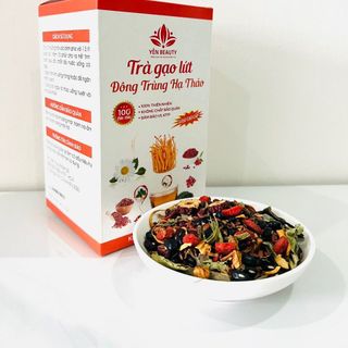 Trà gạo lứt đông trùng hạ thảo, hỗ trợ giảm cân an toàn tự nhiên, chống lão hoá, làm đẹp da, hộp 700gram - Yến Beauty