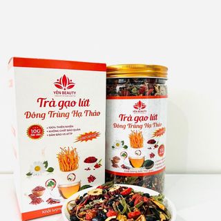 Trà gạo lứt đông trùng hạ thảo, hỗ trợ giảm cân an toàn tự nhiên, chống lão hoá, làm đẹp da, hộp 700gram - Yến Beauty