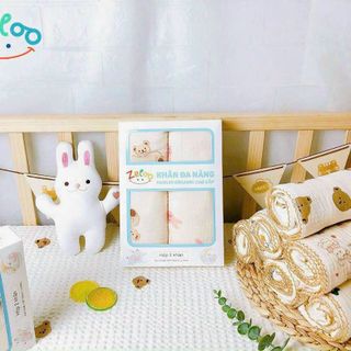 Zeloo- Hộp 2 Khăn Đa Năng 2 Lớp Muslin Cao Cấp