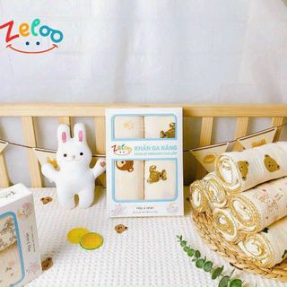 Zeloo- Hộp 2 Khăn Đa Năng 2 Lớp Muslin Cao Cấp