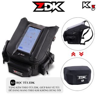 Túi Treo Đầu Xe Máy ZDK K3 Nhiều Ngăn Dung Tích Lớn, Túi Chạy Grab Dùng Cảm Ứng Siêu Mượt, Có Lỗ Cho Dây Sạc