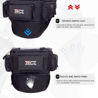 Túi Treo Đầu Xe Máy ZDK K3 Nhiều Ngăn Dung Tích Lớn, Túi Chạy Grab Dùng Cảm Ứng Siêu Mượt, Có Lỗ Cho Dây Sạc