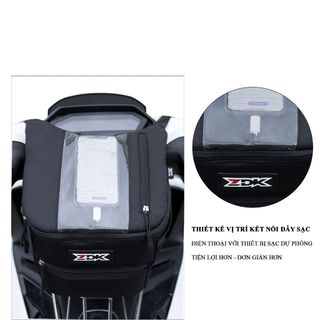 Túi Grab Dọc ZDK K2 Size Lớn 2 Ngăn, Đựng Điện Thoại Treo Đầu Xe Máy, Chạy Grab Có Sẵn Lỗ Sạc Sử Dụng Cảm Ứng Siêu Mượt