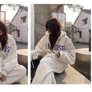Áo khoác hoodie zip kèm quần jogeer bo ống
