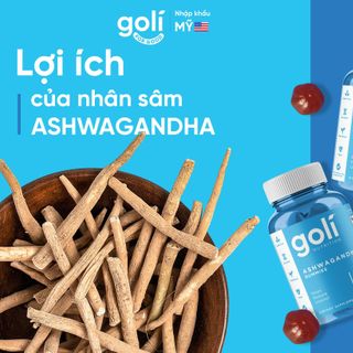 KẸO DẺO NHÂN SÂM GIẢM MẤT NGỦ, CĂNG THẲNG GOLI ASHWAGANDHA GUMMIES 60 VIÊN