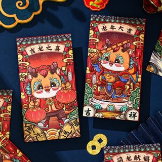 BAO LÌ XÌ Tết 2024, Set Bao Lì Xì Giáp Thìn  ( Set 6Cai 6 mẫu )