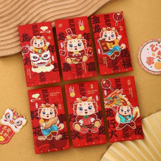 BAO LÌ XÌ Tết 2024, Set Bao Lì Xì Giáp Thìn  ( Set 6Cai 6 mẫu )