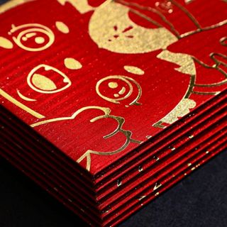 BAO LÌ XÌ Tết 2024, Set Bao Lì Xì Lụa Nhung Đỏ in họa tiết Nổi Gold Ánh ( Set 6Cai 6 mẫu )