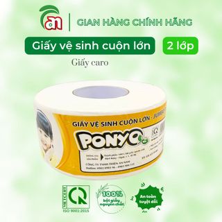 Giấy Vệ Sinh Cuộn Lớn PONYO JB500 2 Lớp Mềm Mịn Hoạ Tiết Caro 500g