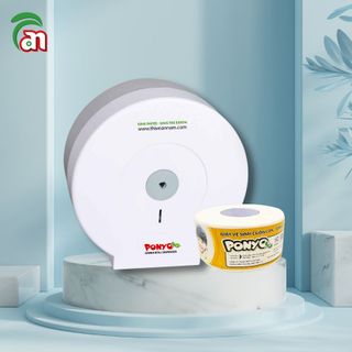 Giấy Vệ Sinh Cuộn Lớn PONYO JB500 2 Lớp Mềm Mịn Hoạ Tiết Caro 500g
