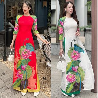 [HCM] Áo dài gấm in hoa sen xinh xỉu AD032 - Khánh Linh Style - Lady Fashion giá sỉ
