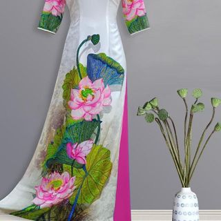 [HCM] Áo dài gấm in hoa sen xinh xỉu AD032 - Khánh Linh Style - Lady Fashion