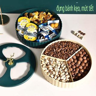 KHAY MỨT TRÒN 2 TẦNG NẮP HÌNH HƯƠU