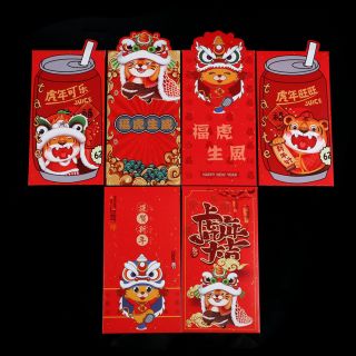 BAO LÌ XÌ 2024, Set Bao Lì Xì Đỏ 3 Chiều viền Vàng phối mẫu cực yêu ( Set 6Cai 6 mẫu )
