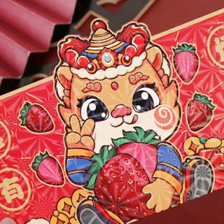 BAO LÌ XÌ 2024, Set Bao Lì Xì 3 Chiều, Nền Ánh Xà Cừ Bóng (Set 8Cai 8 mẫu )