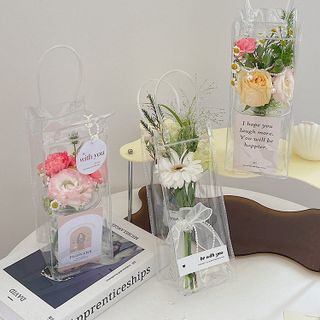TÚI ĐỰNG LY TRONG SUỐT, QUÀ TẶNG, HOA (CÓ NÚT)