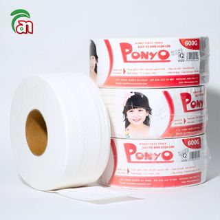 Giấy vệ sinh cuộn lớn PONYO JB600 2 lớp chất lượng cao vân lụa trơn 600g - Thiên An Nam paper