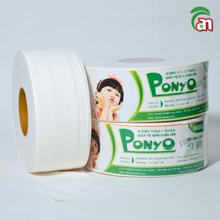 Giấy vệ sinh cuộn lớn chất lượng cao PONYO JB900 2 lớp 900g tiết kiệm, mềm mịn