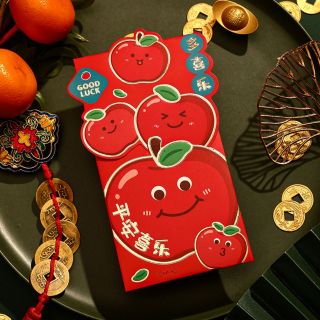 BAO LÌ XÌ Tết 2024, Set Bao Lì Xì Giáp Thìn Trái Cây viền Gold In Nổi ( Set 4Cai 4 mẫu )