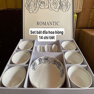 BỘ CHÉN DĨA SỨ QUÀ TẶNG 14 MÓN SANG TRỌNG