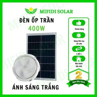 Đèn ốp trần năng lượng mặt trời 400W cao cấp Mifidi Solar, tấm pin lớn 60x35cm, Sáng tốt trên 10h, BH đến 2 năm giá sỉ