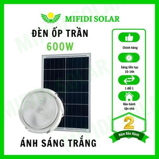 Đèn ốp trần năng lượng mặt trời 600W cao cấp Mifidi Solar, tấm pin lớn 70x35cm, Sáng tốt trên 10h, BH đến 2 năm giá sỉ