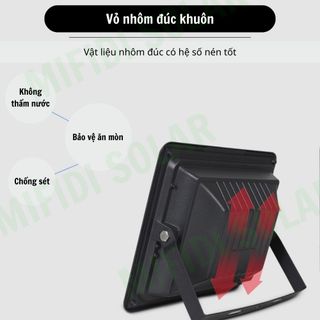 Đèn năng lượng mặt trời 300w chống chói, vỏ nhôm cao cấp Mifidi, Sáng tốt trên 10h, tấm pin lớn 60x35cm. BH 2 năm