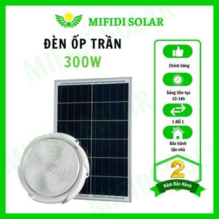 Đèn ốp trần năng lượng mặt trời 300W cao cấp Mifidi Solar, tấm pin lớn 53x35cm, Sáng tốt trên 10h, BH đến 2 năm giá sỉ