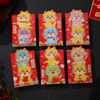 BAO LÌ XÌ Tết 2024, Set Bao Lì Xì Giáp Thìn 3 chiều Cỡ Trung  ( Set 6Cai 6 mẫu )