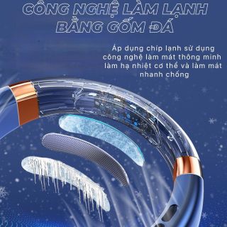 Quạt đeo cổ điều hoà không khí lạnh 5 mức gió kèm đèn led