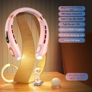 Quạt đeo cổ điều hoà không khí lạnh 5 mức gió kèm đèn led