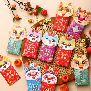BAO LÌ XÌ TẾT 2024, Bao Lì Xì Giáp Thìn 3 chiều chú hề cực yêu ( set 6 cái 6 mẫu)