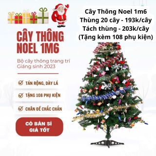 Cây Thông Noel 1m6 ( Tặng kèm 108 phụ kiện) giá sỉ