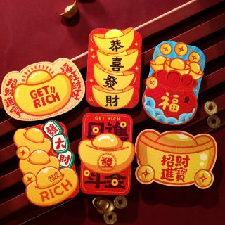BAO LÌ XÌ Tết 2024, Set Bao Lì Xì Giáp Thìn 3 Chiều Hoạt Hình Mâm Cỗ cực yêu  ( Set 6Cai 6 mẫu )