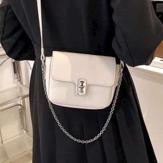 Túi Đeo Chéo Hình Vuông Màu Trơn Quai Xích Thời Trang
