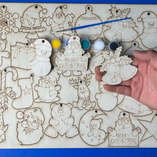 Set hình gỗ tô màu trang trí noel