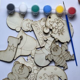 Set hình gỗ tô màu trang trí noel