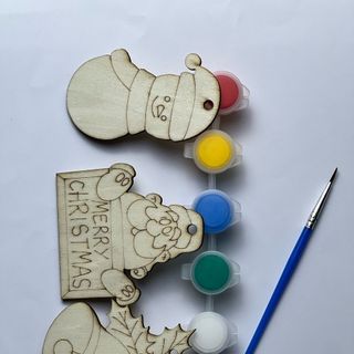 Set hình gỗ tô màu trang trí noel