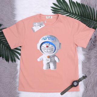 Áo Thun Unisex Form Rộng In Hình Đôremon Phi Hành Gia Nam Nữ, Hàng Cotton 100% co giản 4 chiều thoáng mát