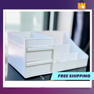 Kệ đựng đồ mỹ phẩm đa năng, tiện lợi, nhỏ gọn bằng nhựa 2 ngăn kéo nhiều ô/ có sỉ