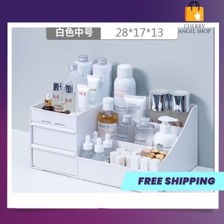 Kệ đựng đồ mỹ phẩm đa năng, tiện lợi, nhỏ gọn bằng nhựa 2 ngăn kéo nhiều ô/ có sỉ