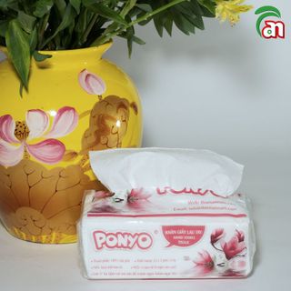 Khăn giấy rút lau tay - khăn giấy khô dai, không bụi PONYO 2 lớp gói 100 tờ khổ 19x22cm - Thiên An Nam paper