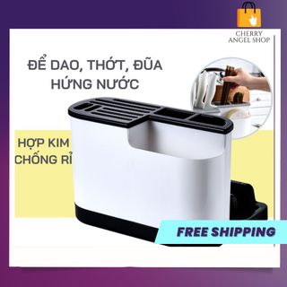 Ống đựng đũa - giá cắm dao - kệ gài thìa muỗm úp nắp vung nồi hộp nhựa có khay để thớt hứng nước thông/ có sỉ
