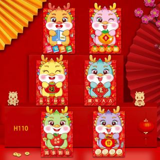 BAO LÌ XÌ TẾT 2024, Bao Lì Xì Chum 3 Chiều siêu yêu ( 1goi 6 cái 6 mẫu )