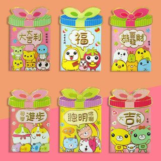 BAO LÌ XÌ TẾT 2024, Bao Lì Xì 3 chiều Họa Tiết  in vàng  ( 1goi 6 cái 6 mẫu )