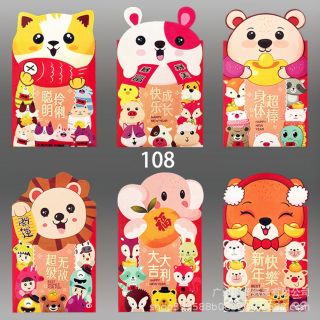 BAO LÌ XÌ TẾT 2024, Bao Lì Xì 3 chiều Họa Tiết  in vàng  ( 1goi 6 cái 6 mẫu )