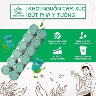 HỘP 12 viên Cà Phê Hòa Tan Sấy Thăng Hoa MIRABI,Full Hộp Xanh Mint - Coffee THURSDAY 65% ROBUSTA giá sỉ